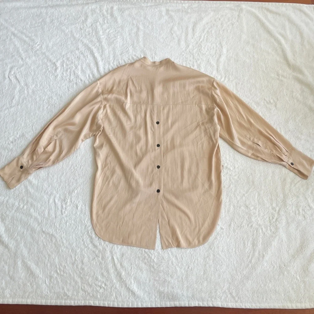 Petar Petrov Oversized Button Back Viscose Shirt Beige SS 2019 Size 42 / L - Picture 2 of 16